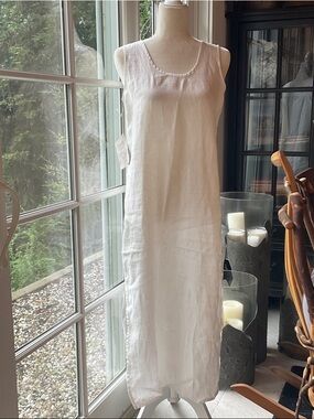Flax Linen Sleeveless White Slip Dress